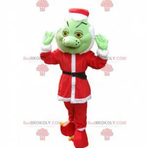 Grinch mascot dressed as Santa Claus - Redbrokoly.com