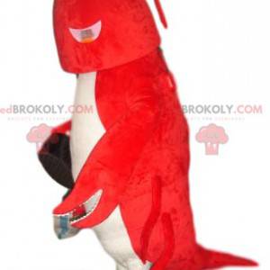 Mascota de langosta roja y blanca muy divertida - Redbrokoly.com
