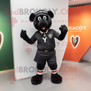 Black Irish Flag mascot costume character dressed with a V-Neck Tee and Lapel pins