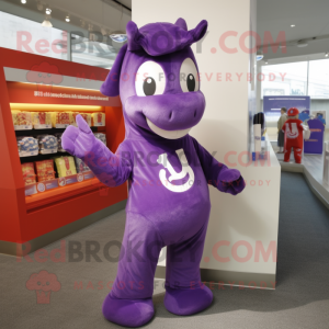 Purple Horse maskot kostym...