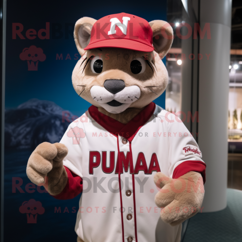 nan Puma mascot costume character dressed with a Baseball Tee and Hat pins