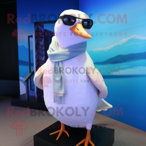 White Albatross mascot costume character dressed with a Bikini and Scarf clips