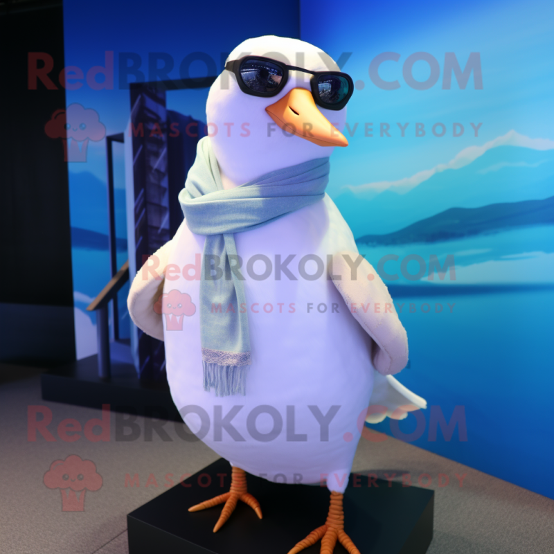 White Albatross mascot costume character dressed with a Bikini and Scarf clips