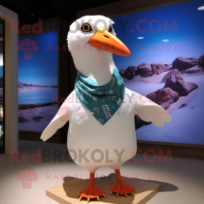 White Albatross mascot costume character dressed with a Bikini and Scarf clips