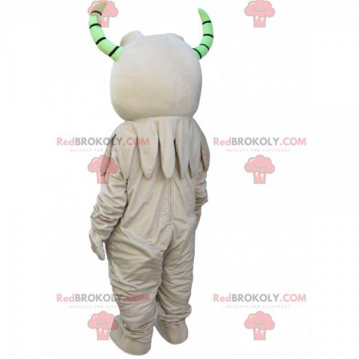Lustiges Monstermaskottchen mit grünen Hörnern - Redbrokoly.com