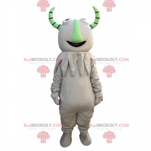 Lustiges Monstermaskottchen mit grünen Hörnern - Redbrokoly.com