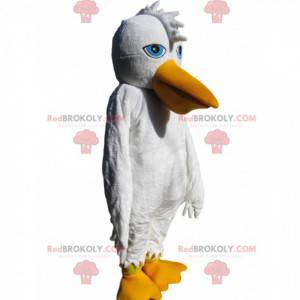 Pelican mascot with a puff and beautiful blue eyes -