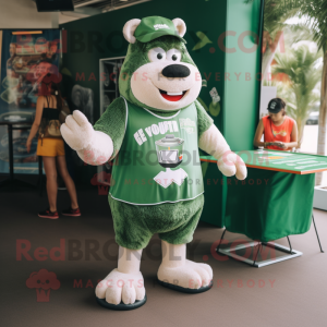 Forest Green Steak mascot costume character dressed with a Board Shorts and Keychains