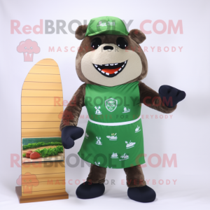 Forest Green Steak mascot costume character dressed with a Board Shorts and Keychains