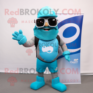 Cyan Commando mascotte...