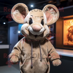 Tan Mouse mascot costume character dressed with a Hoodie and Ties