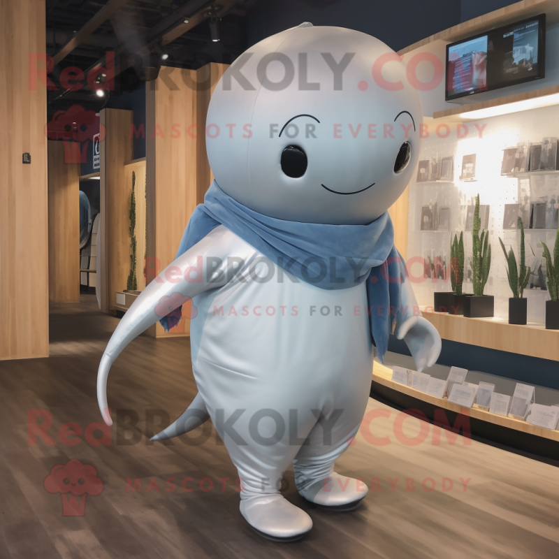 Silver Whale mascot costume character dressed with a Leggings and Wraps