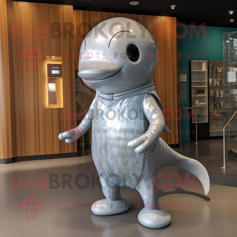 Silver Whale mascot costume character dressed with a Leggings and Wraps -  Mascot Costumes -  Sizes L (175-180CM)