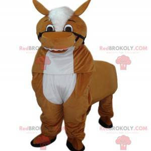 Mascotte cavallo marrone e bianco. Costume da cavallo -