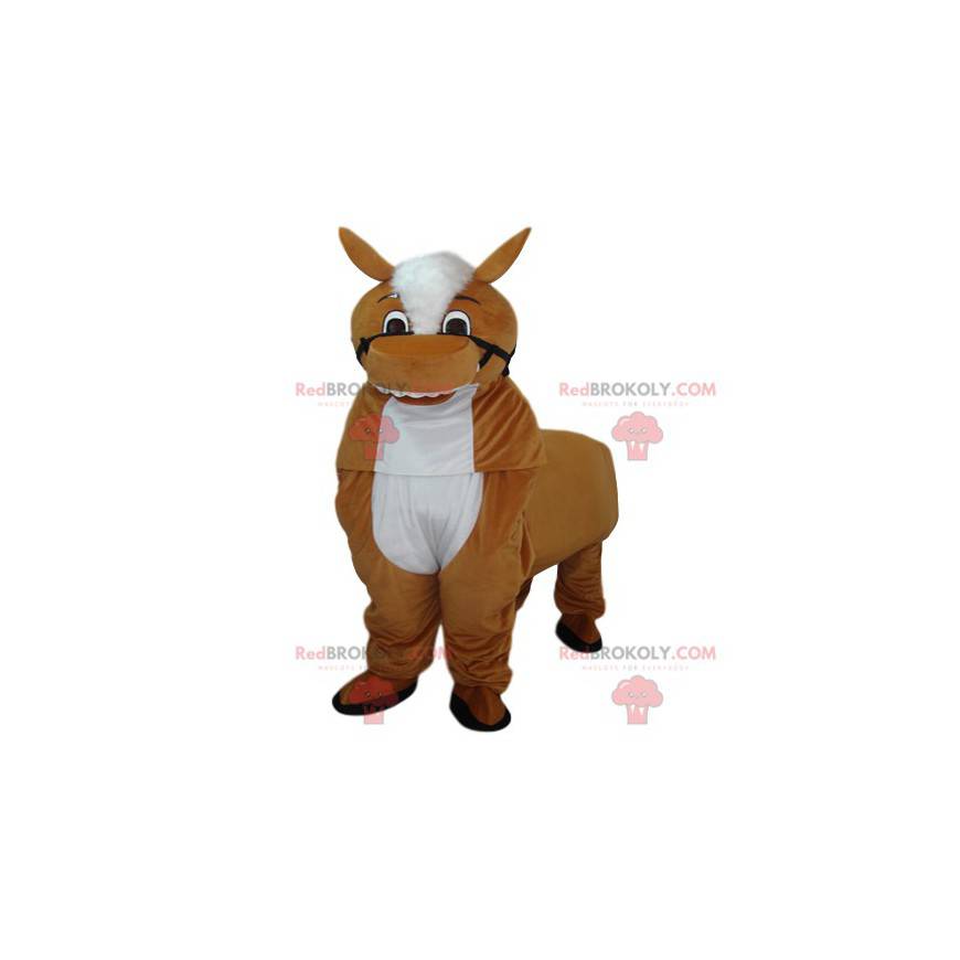 Hnědý a bílý kůň maskot. Kůň kostým - Redbrokoly.com Hnědý a bílý kůň maskot. Kůň kostým - Redbrokoly.com
