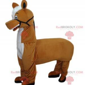 Mascota del caballo marrón y blanco. Disfraz de caballo -