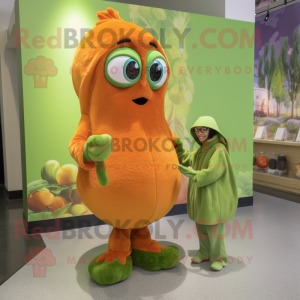 Olive Orange mascot costume character dressed with a Cover-up and Watches