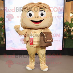 Tan Pad Thai mascot costume character dressed with a Jeggings and Wallets