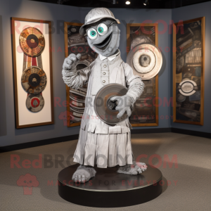 Silver Plate Spinner mascot costume character dressed with a Chinos and Shawl pins