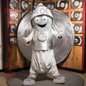 Silver Plate Spinner mascot costume character dressed with a Chinos and Shawl pins