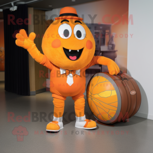 Orange Basketball Ball mascot costume character dressed with a Cardigan and Briefcases