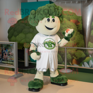 White Broccoli mascot costume character dressed with a Baseball Tee and Necklaces