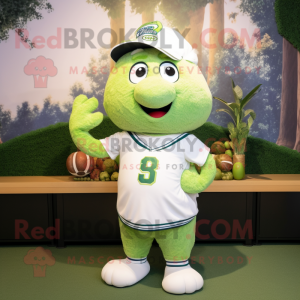 White Broccoli mascot costume character dressed with a Baseball Tee and Necklaces