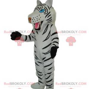 Witte tijger mascotte met mooie blauwe ogen - Redbrokoly.com