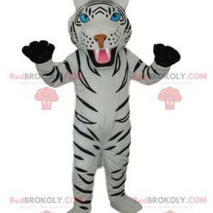 Witte tijger mascotte met mooie blauwe ogen - Redbrokoly.com