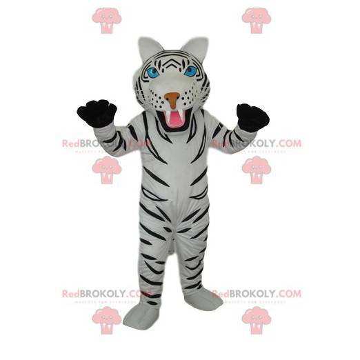 Biały tygrys maskotka z pięknymi niebieskimi oczami -