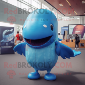 Rust Blue Whale mascot costume character dressed with a Leggings and Foot pads