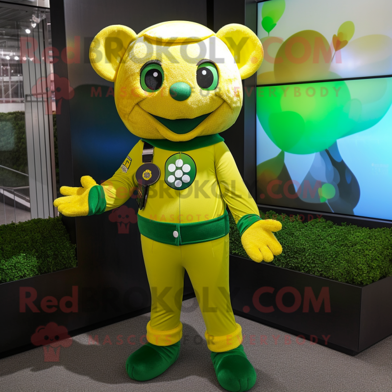 Yellow Four Leaf Clover mascot costume character dressed with a Rash Guard and Headbands Yellow Four Leaf Clover mascot costume character dressed with a Rash Guard and Headbands