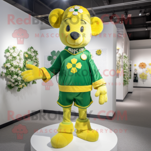 Gul firkløver maskot drakt...