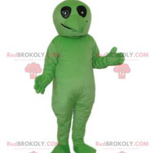 Groene alien mascotte met zwarte ogen - Redbrokoly.com