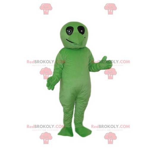 Groene alien mascotte met zwarte ogen - Redbrokoly.com