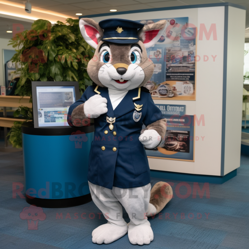 Navy Weasel mascot costume character dressed with a A-Line Dress and Headbands