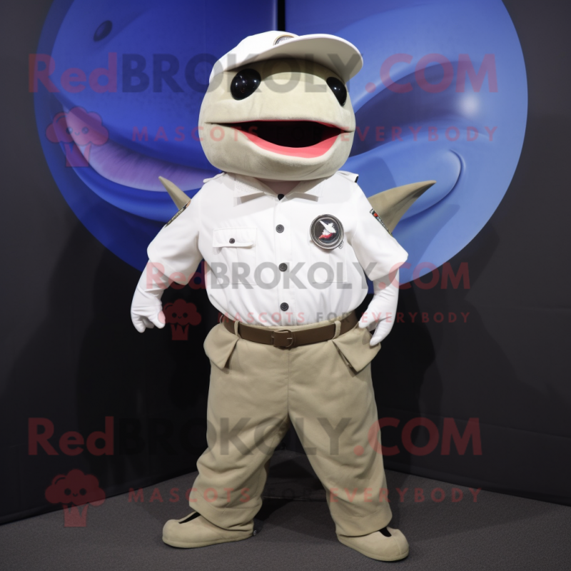 White Tuna mascot costume character dressed with a Cargo Pants and Rings