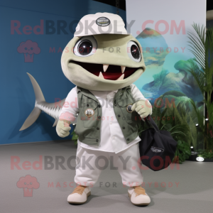 White Tuna mascot costume character dressed with a Cargo Pants and Rings
