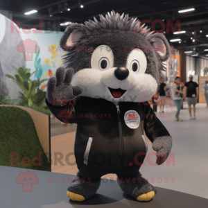 Black Hedgehog mascot costume character dressed with a Long Sleeve Tee and Keychains