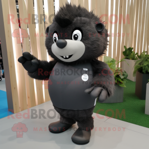 Black Hedgehog mascot costume character dressed with a Long Sleeve Tee and Keychains