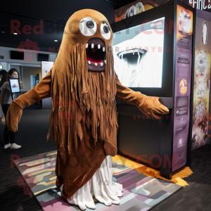 Brown Ghost mascot costume character dressed with a Bikini and Scarves