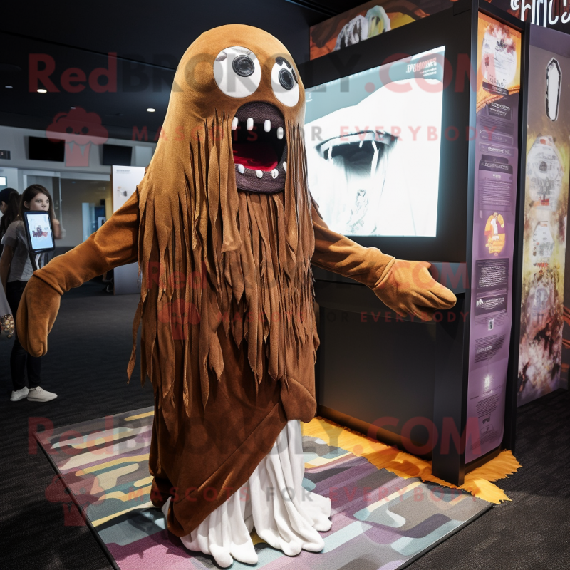 Brown Ghost mascot costume character dressed with a Bikini and Scarves Brown Ghost mascot costume character dressed with a Bikini and Scarves