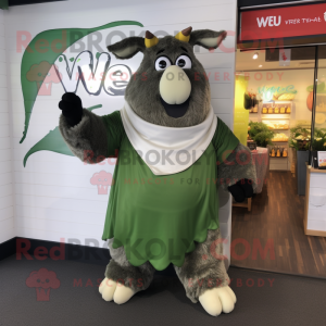 Olive Beef Wellington mascot costume character dressed with a V-Neck Tee and Shawls