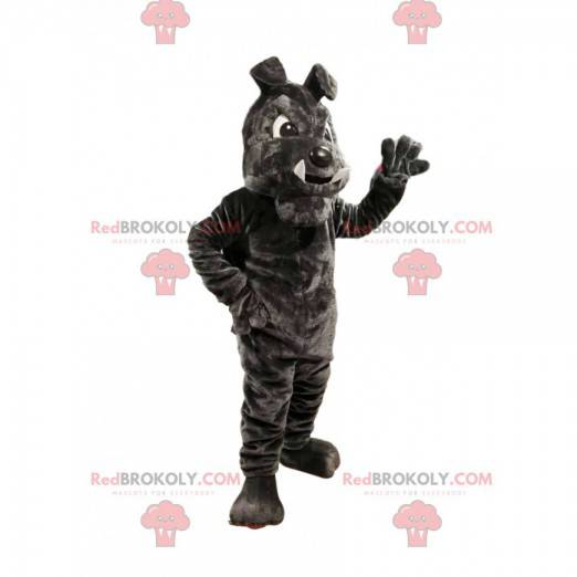 Mörkgrå tjurhundmaskot med stora huggtänder - Redbrokoly.com