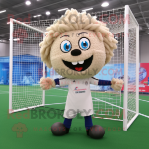 Beige voetbalgoal mascotte...