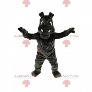 Dark gray bull-dog mascot with large fangs - Redbrokoly.com