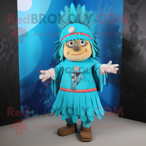 Cyan Chief maskot kostym...