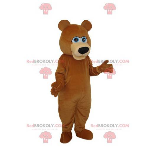 Brun bjørnemaskot med en smuk sort snude - Redbrokoly.com