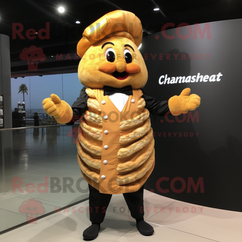 nan Croissant mascot costume character dressed with a Suit and Hairpins