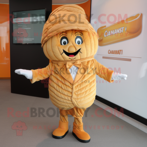 nan Croissant mascot costume character dressed with a Suit and Hairpins